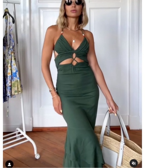 RUFFLED LINEN BLEND DRESS - Picture 7 of 7